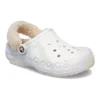 Baya Lined Clog met gevoerde, pluizige band en Marbled patroon “White Multi”