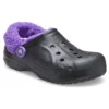 Baya Lined Clog met pluisband “Zwart Paars”