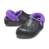 Baya Lined Clog met pluisband “Zwart Paars”