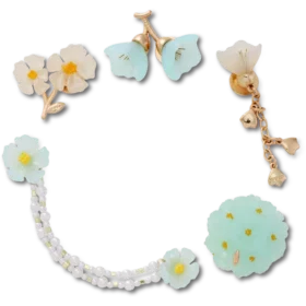 Blauwe sierlijke bloemen Jibbitz bedels, set van 5