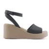 Brooklyn enkelsandalen met sleehak “Black Beige”