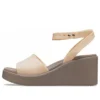 Brooklyn enkelsandalen met sleehak en enkelbandje “Cream White Brown”