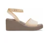 Brooklyn enkelsandalen met sleehak en enkelbandje “Cream White Brown”