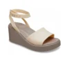 Brooklyn enkelsandalen met sleehak en enkelbandje “Cream White Brown”
