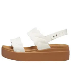 Brooklyn Woven Wedge Sandalen “White Brown”