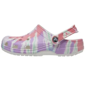 Classic Clog met krokodillenpatroon, Crocs, platte hak, sportieve, kleurrijke blauwe Sandalen
