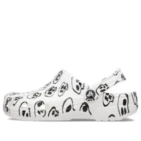 Classic Clogs met schedelprint “White Black”