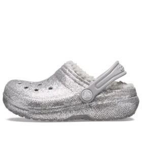 Classic Lined Clogs met Glitter “Zilvergrijs”