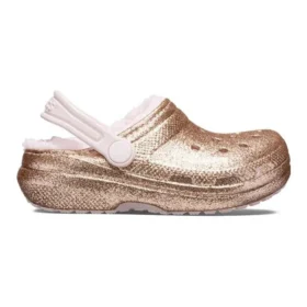 Classic Lined Glitter Clogs “Gold Pink”