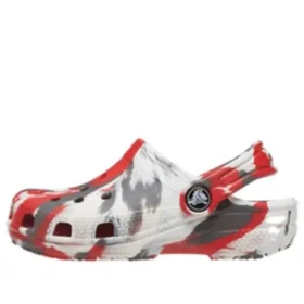 Classic Marbled Clogs “White Red Grey”