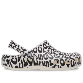 Classic Warped Logo Clogs “White Black”