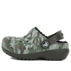 Clogs met ronde neus en camouflageprint “Green Brown”