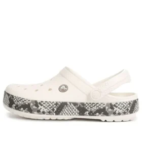 Crocband Clogs met slangenprint “Wit Zwart”