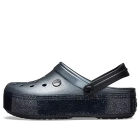 Crocband Platform Clogs met metallic afwerking “Black”