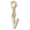 Gouden letter V-bedel Jibbitz bedel