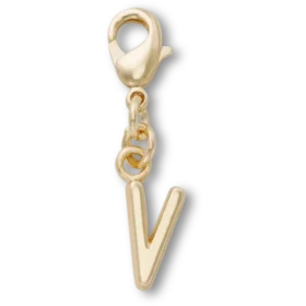 Gouden letter V-bedel Jibbitz bedel