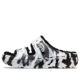 Klassieke Cozzzy-sandalen met marmerpatroon “Black White”