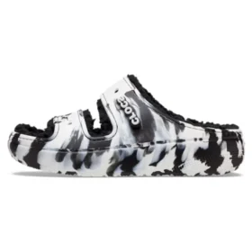 Klassieke Cozzzy-sandalen met marmerpatroon “Black White”