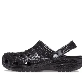 Klassieke Metallic Crocskin Clogs “Black”