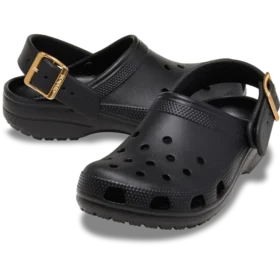 Klassieke metallic gesp op een Clog