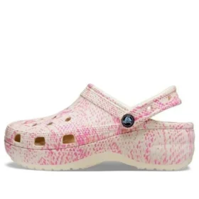 Klassieke Platform Clog met slangenprint “Pink”