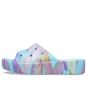 Klassieke platform-slipper met palmprint “Blue Multi-Color”