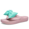 Klassieke platform-teenslippers met strik “Pink Teal”