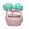 Klassieke platform-teenslippers met strik “Pink Teal”