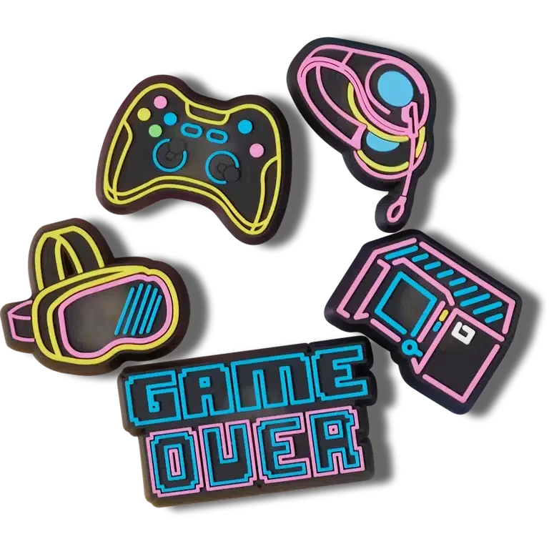 Lights up Neon Gamer 5-pack Jibbitz bedels Lights up Neon Gamer 5-pack Jibbitz bedels