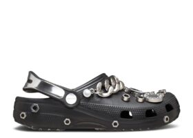 Louane x Classic Clog ‘Black Metallic Silver Chain’
