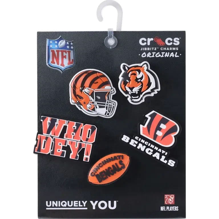 NFL Cincinnati Bengals 5-pack Jibbitz-schoenbedels NFL Cincinnati Bengals 5-pack Jibbitz-schoenbedels