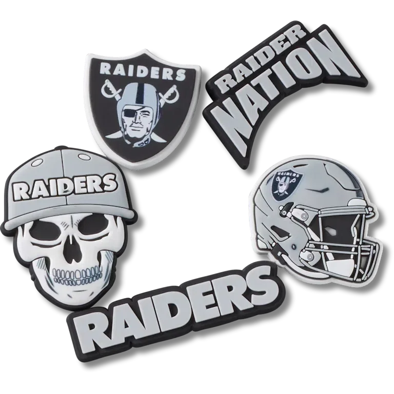 NFL Las Vegas Raiders 5-pack Jibbitz-schoenbedels NFL Las Vegas Raiders 5-pack Jibbitz-schoenbedels