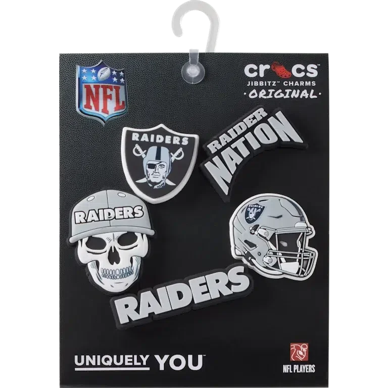 NFL Las Vegas Raiders 5-pack Jibbitz-schoenbedels NFL Las Vegas Raiders 5-pack Jibbitz-schoenbedels
