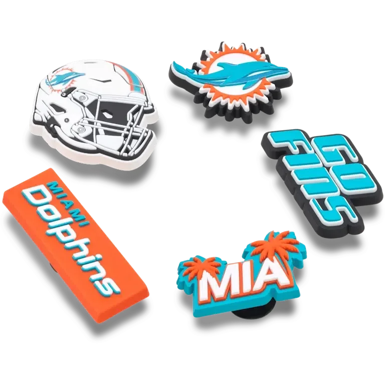 NFL Miami Dolphins 5-pack Jibbitz-schoenbedels NFL Miami Dolphins 5-pack Jibbitz-schoenbedels