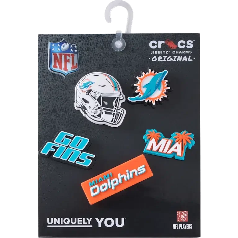 NFL Miami Dolphins 5-pack Jibbitz-schoenbedels NFL Miami Dolphins 5-pack Jibbitz-schoenbedels