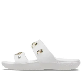 Pantoffels met zachte zool, comfortabel, platte hak, voor buiten, wit Pantoffels met zachte zool, comfortabel, platte hak, voor buiten, wit