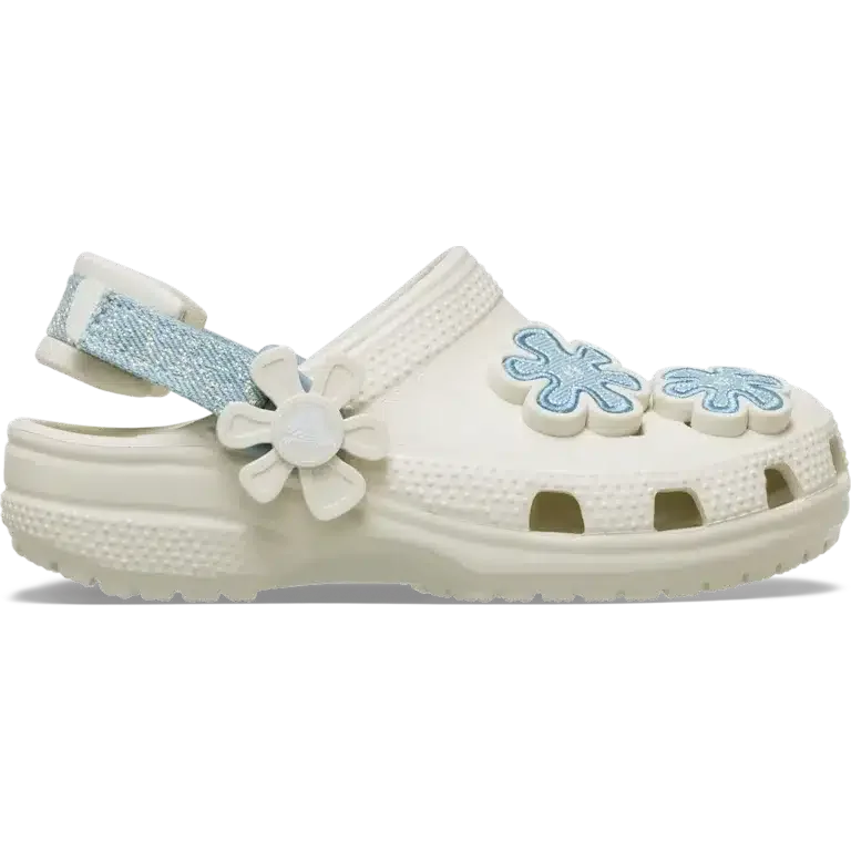 Peuter Classic Denim Flower verstelbare achterriem-klomp Peuter Classic Denim Flower verstelbare achterriem-klomp