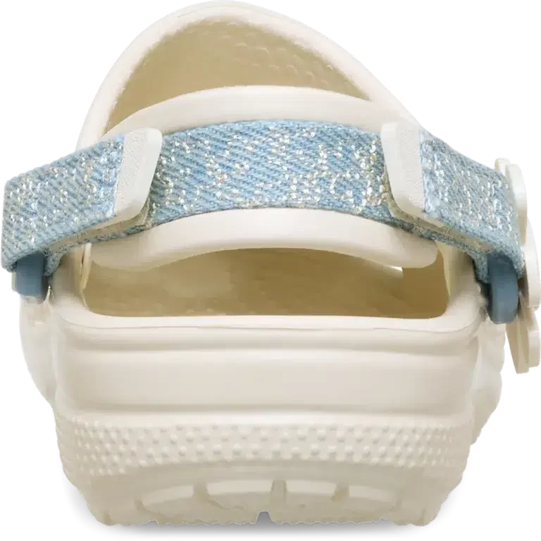 Peuter Classic Denim Flower verstelbare achterriem-klomp Peuter Classic Denim Flower verstelbare achterriem-klomp