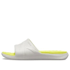 Reviva slippers met brede band en ronde neus “Yellow White”