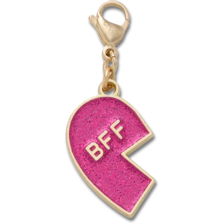 Roze glitter BFF-bedeltje (links) Jibbitz-schoenbedel Roze glitter BFF-bedeltje (links) Jibbitz-schoenbedel