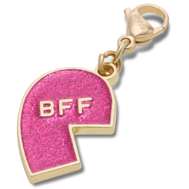 Roze glitter BFF-bedeltje (links) Jibbitz-schoenbedel Roze glitter BFF-bedeltje (links) Jibbitz-schoenbedel