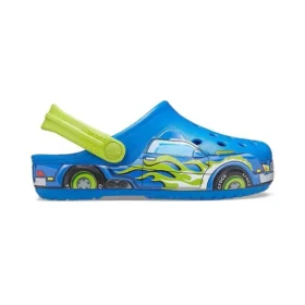 Sportieve blauwe sandalen met platte hak en grappig patroon