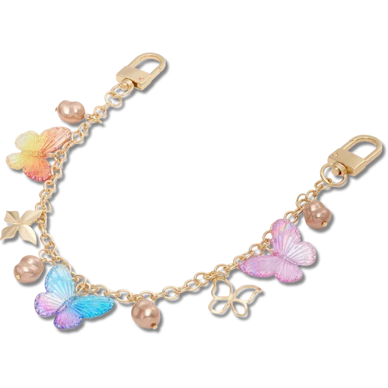 Tassenhanger met vlinder en lange ketting Tassenhanger met vlinder en lange ketting