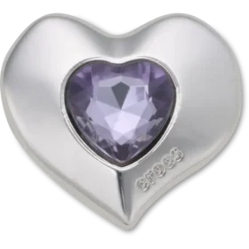 Zilveren en paarse Smt Gem Heart Jibbitz™-bedels