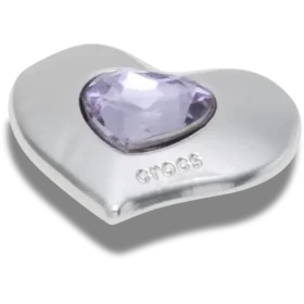 Zilveren en paarse Smt Gem Heart Jibbitz™-bedels